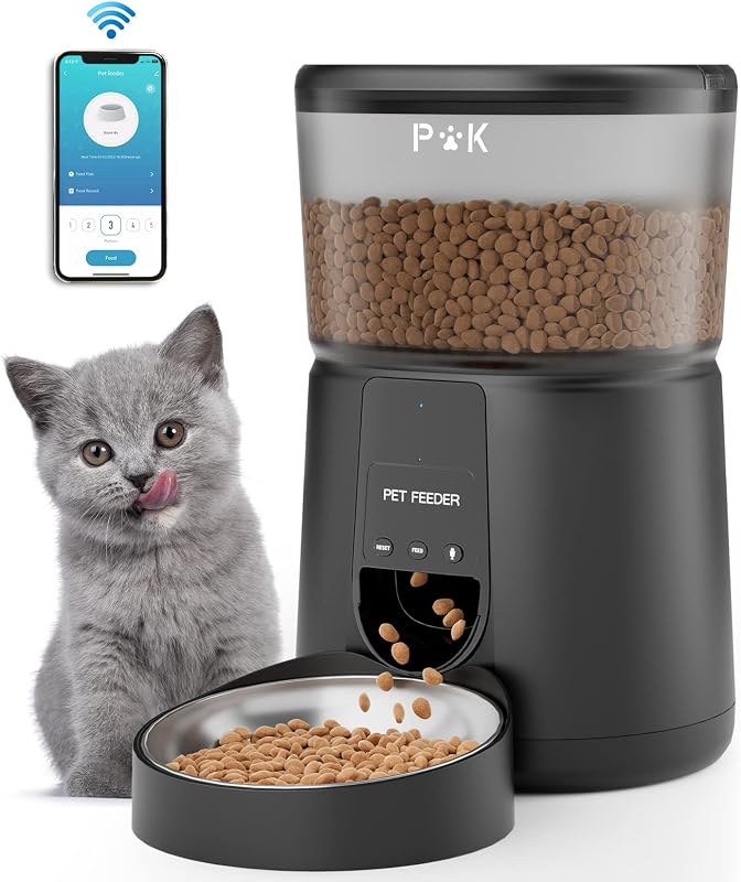 PUPPY KITTY Automata Kisállat Etető 4L - WiFi Vezérelhető Applikációval, Hangfelvétellel, Napi 1-10 Adagolás, Kutyáknak és Macskáknak