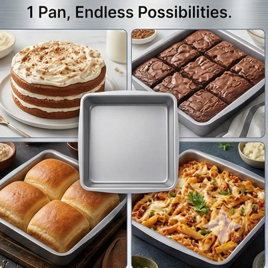 Premium Aluminium Cake Mould - 8x8 Inch, Non-Toxic -7