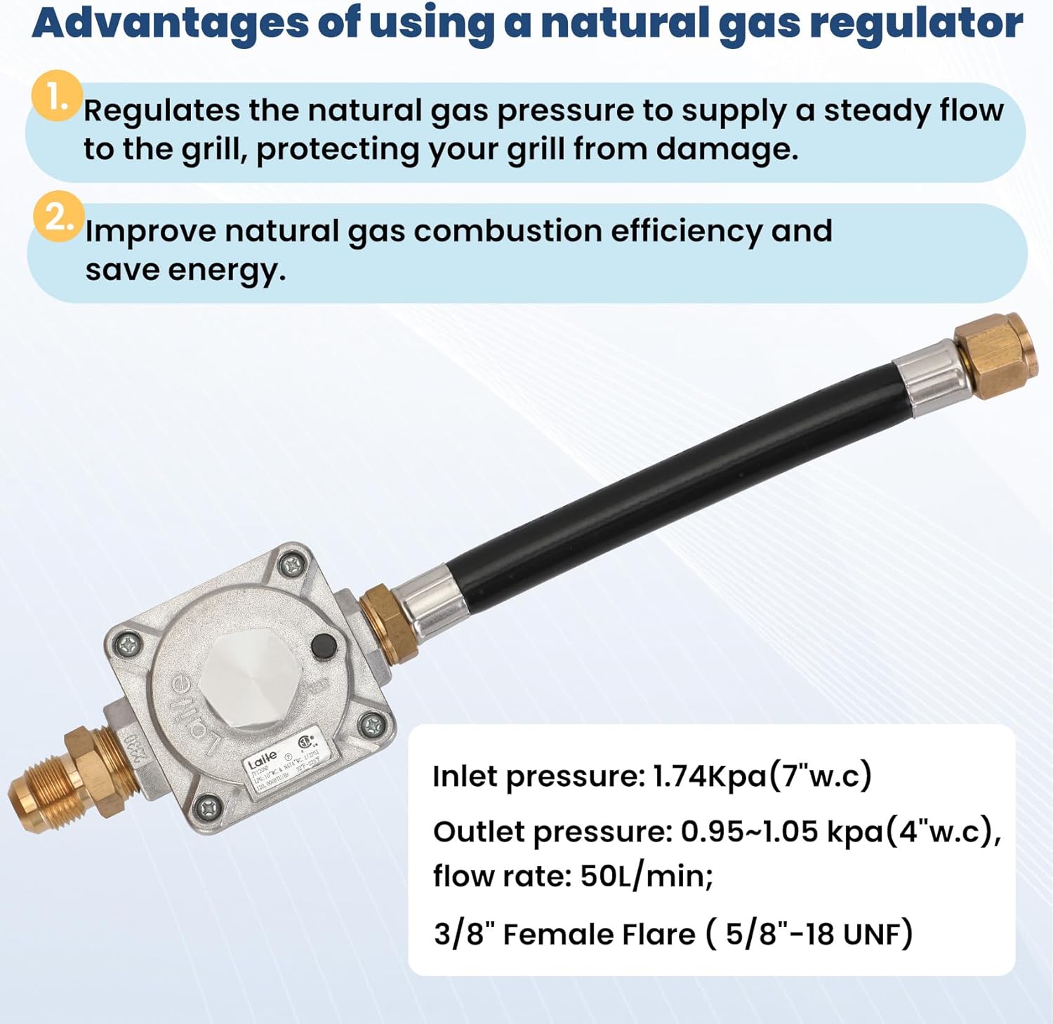 Propane to Natural Gas Conversion Kit Compatible with Weber Genesis, Genesis II, Spirit, Spirit II, Convert LPG Grills to NG, Includes 10FT 1/2" Hose,