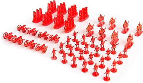 Napoleonic & Civil War Military Miniatures (Red): Plastic Toy Soldiers Set: Infantry, Cavalry, Artillery, Ships