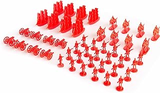 Napoleonic & Civil War Military Miniatures (Red): Plastic Toy Soldiers Set: Infantry, Cavalry, Artillery, Ships