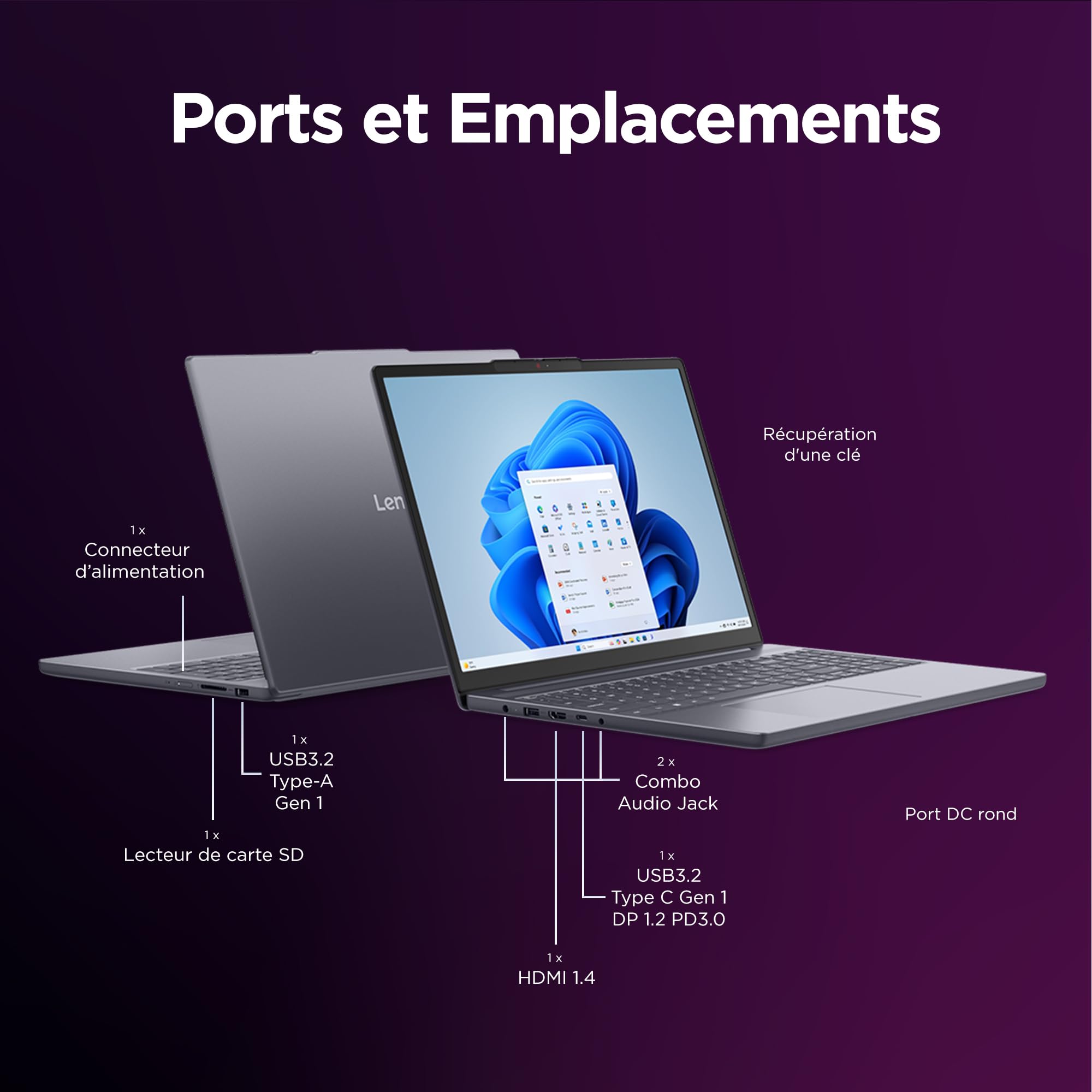Lenovo IdeaPad Slim 3 14IRH10 Ordinateur Portable 14" WUXGA Intel Core i7-13620H RAM 16Go SSD 512Go Intel UHD Graphics Windows 11 Home Clavier AZERTY Français Gris