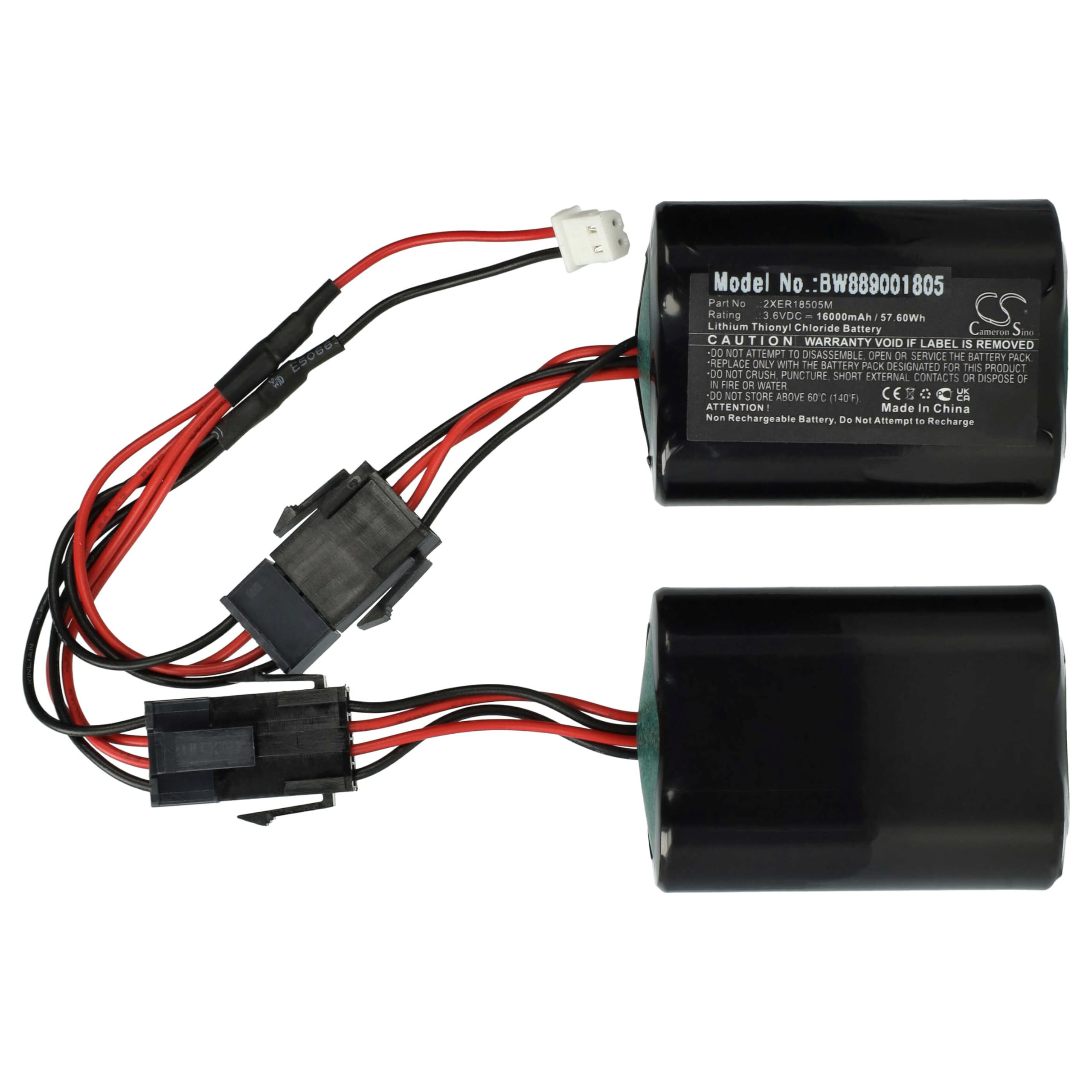 vhbw Pile Remplacement pour Visonic 2XER18505m, 103-304742 pour système d'alarme, sirène extérieure Radio (16000mAh, 3,6V, Li-SOCl2)