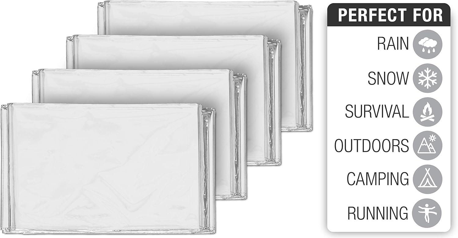 Swiss Safe Emergency Mylar Thermal Blankets + Bonus Gold Foil Space Blanket. Designed for NASA, Outdoors, Survival, First Aid, Silver, 25 Pack : Sports & Outdoors