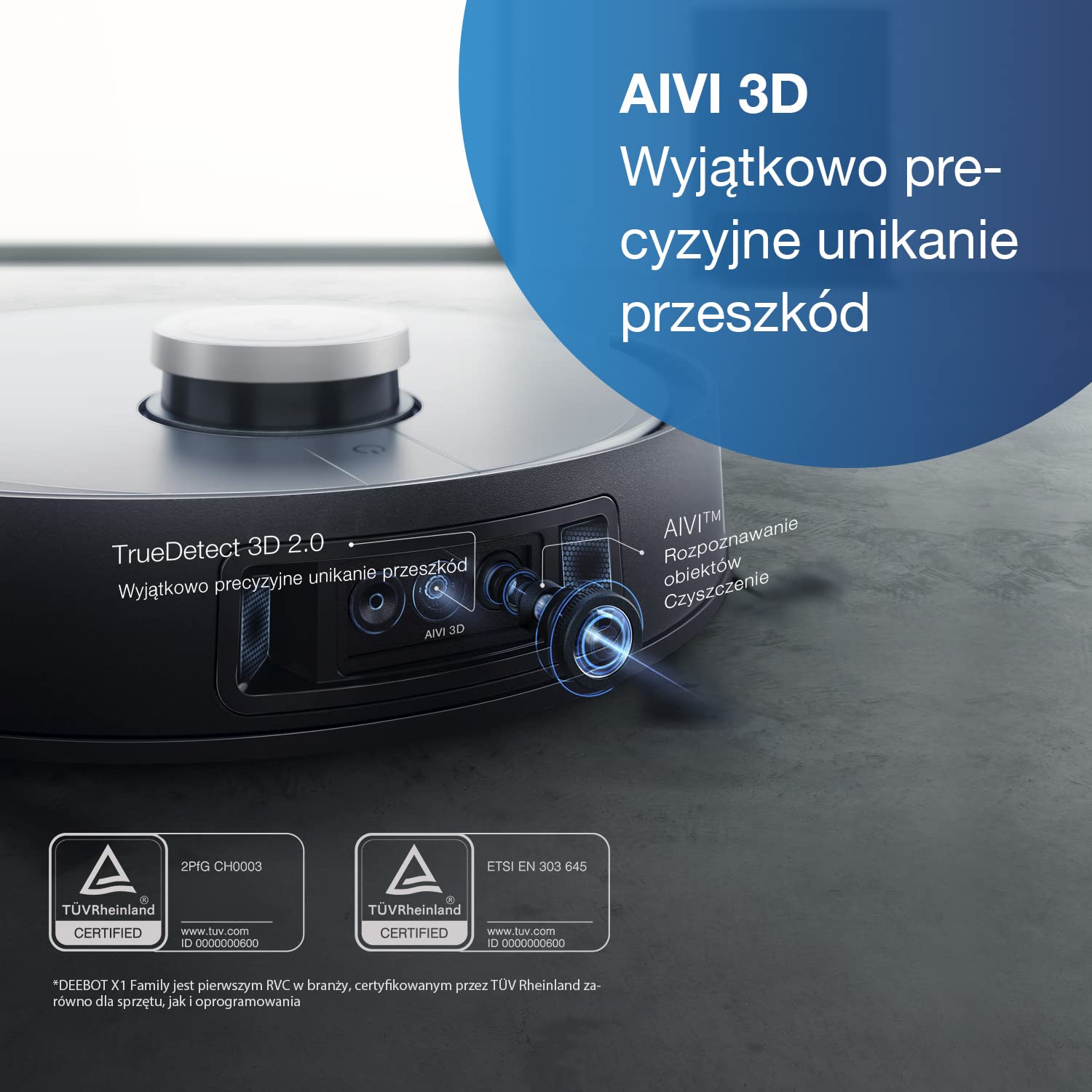 ECOVACS DEEBOT X1 OMNI, odkurzacz automatyczny z funkcją mopowania i wielofunkcyjną stacją czyszczącą (automatyczne samooczyszczanie), siła ssania 5000pa, funkcja unikania przeszkód 3D, bat. na 260min
