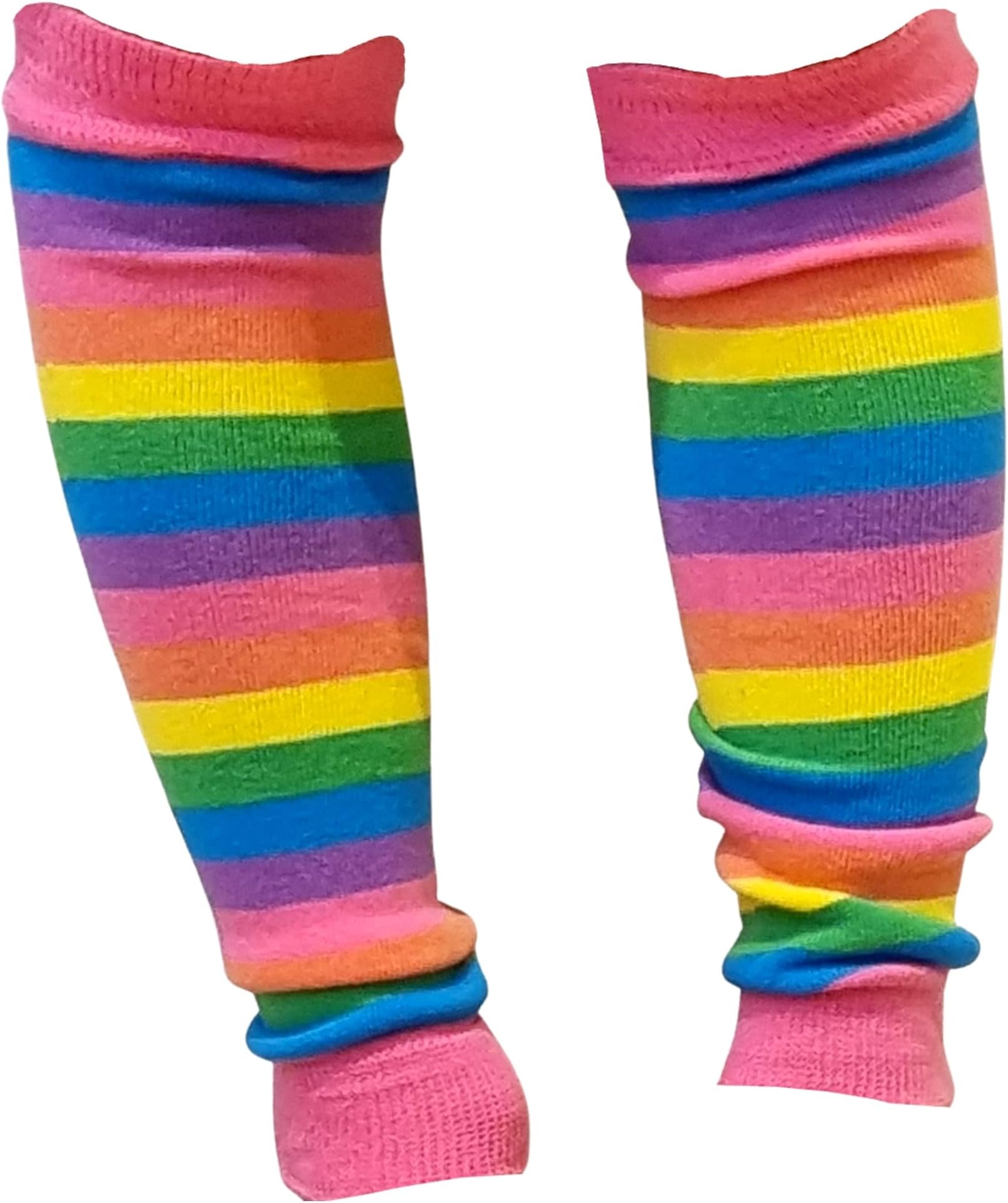Colourful Baby World Little Girls' Red Rainbow Stripe Leg Warmers