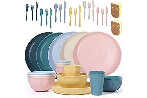Eco-Friendly Wheat Straw Dinnerware Set for Camping: Unbreakable Plates and Bowls