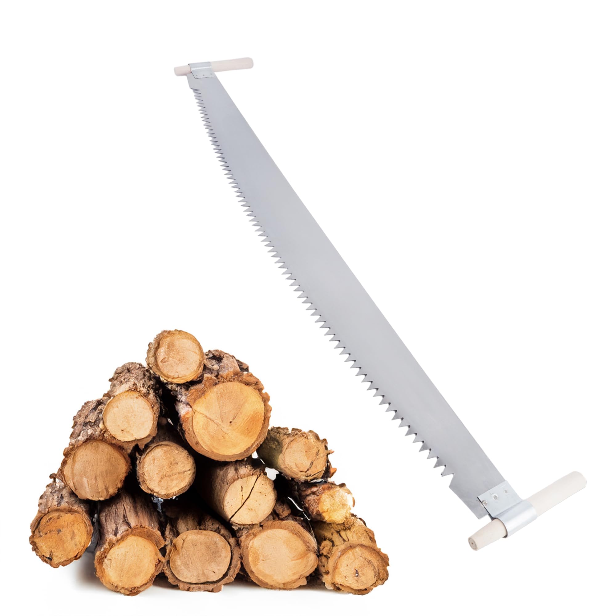 Zweimann-Baumsäge mit Holzgriffen – Handsäge für Baumstämme & Brennholz – robuste Zwei-Mann Säge für Forstarbeiten – langlebige Forstsäge manuell