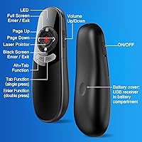 Vista 5 de 2 en 1 USB tipo C Clicker de presentación, control remoto inalámbrico para presentaciones en PowerPoint con control de volumen, avance