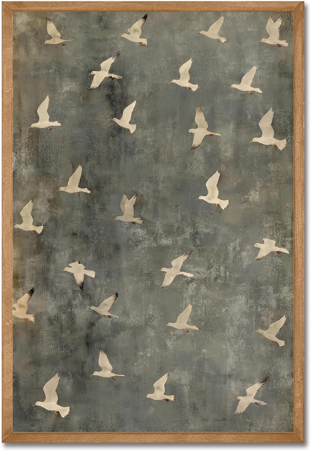 Vintage Flying Birds Wall Art Vintage Minimalist Wildlife Poster Nature Canvas Prints Neutral Nature Decor Modern Abstract Landscape Paintings for Bedroom Living Room Bathroom Hallway 16x24in Unframed
