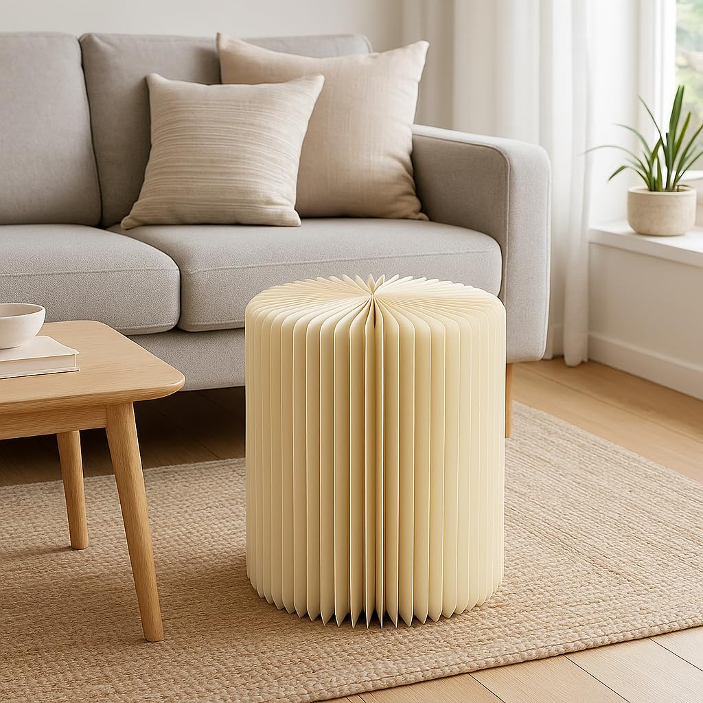 Klapphocker aus Hartpappe – platzsparend – Couchtisch oder Sitzgelegenheit – Nachttisch – leicht zu schließen – kompakt, stabil und elegant – ideal für Wohnzimmer, Schlafzimmer, Büro, Dekoration, 40
