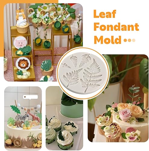Miniatura 4 de Sijiangmold Molde de silicona para hojas de árbol hojas de helecho moldes de fondant hojas de Monstera moldes de hojas de rosas para decoración de
