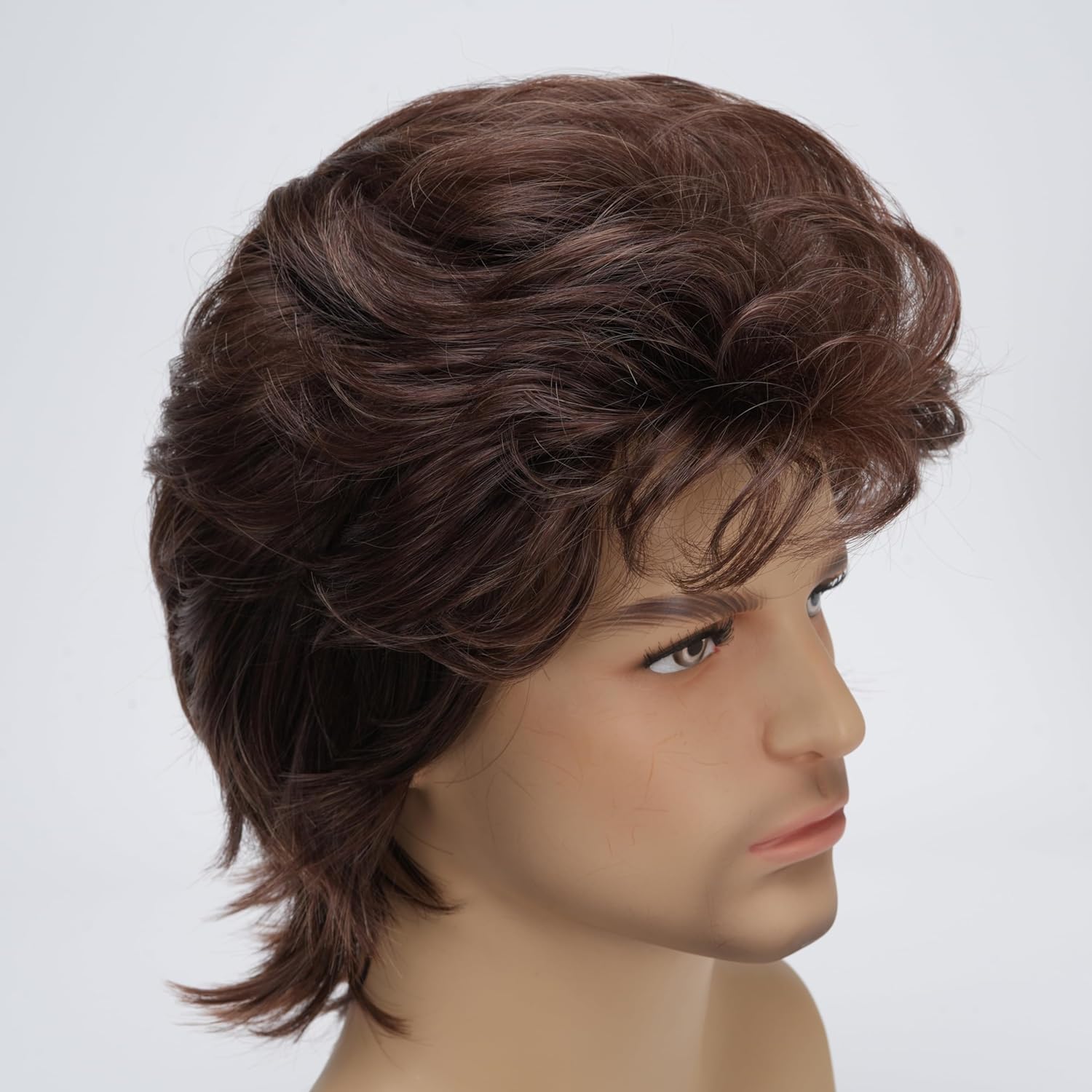 Sabos 80er Jahre Herren Perücke braune Männer kurze Mullet Synthetische Haare Männer Karneval Fasching Party Kostüme Perücke