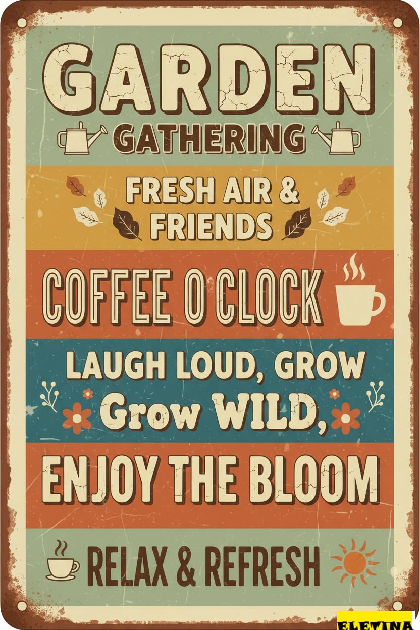 Funny Garden Gathering Tin Sign, 8x12 Inch