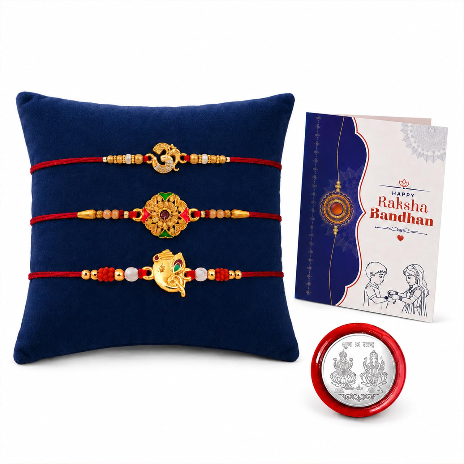 Unisex Adult Three Traditional Rakhis With Om, Flower, And Ganesha Designs Pack Of 3 Designer Rakhis For Brothers Best Rakhi Combo For Brothers Attractive Rakhi Set Of 3 - Perfect For Siblings-image-49