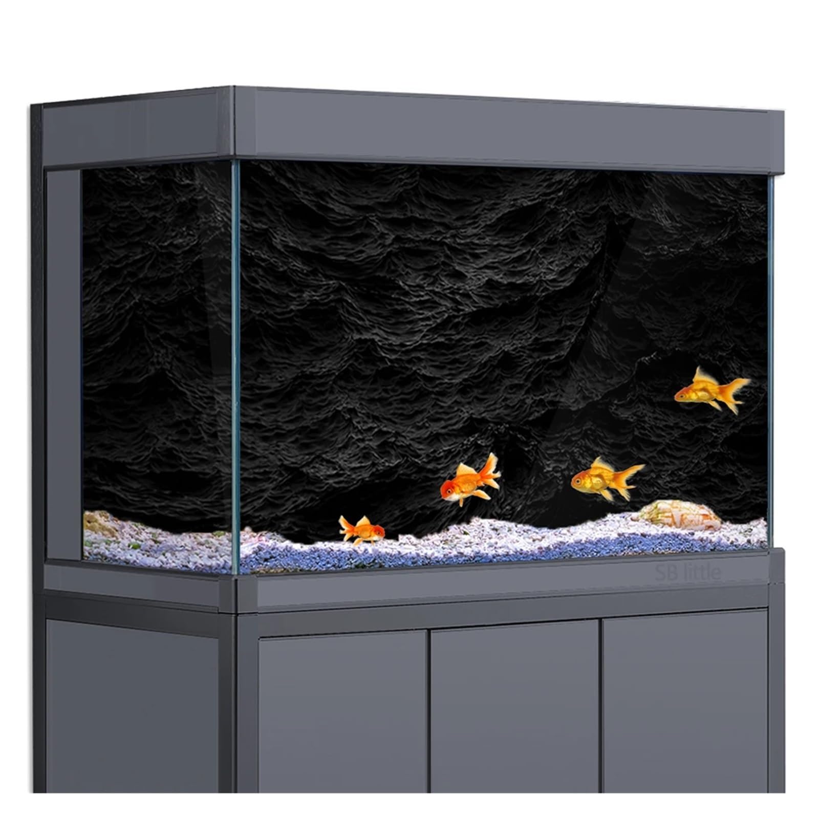 Sfondo Acquario Adesivo for Sfondo Acquario, Decorazione for vasche for Pesci, Poster for pareti in Pietra Nera, Autoadesivo, Impermeabile(40x80cm)
