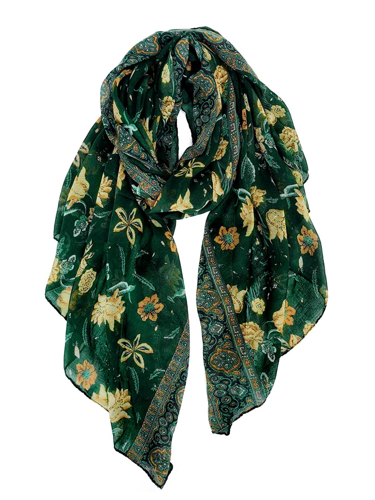 Lightweight Scarves Fashion Flowers Print Women Cotton Wrap Scarf Head Shawl Winter Gift
