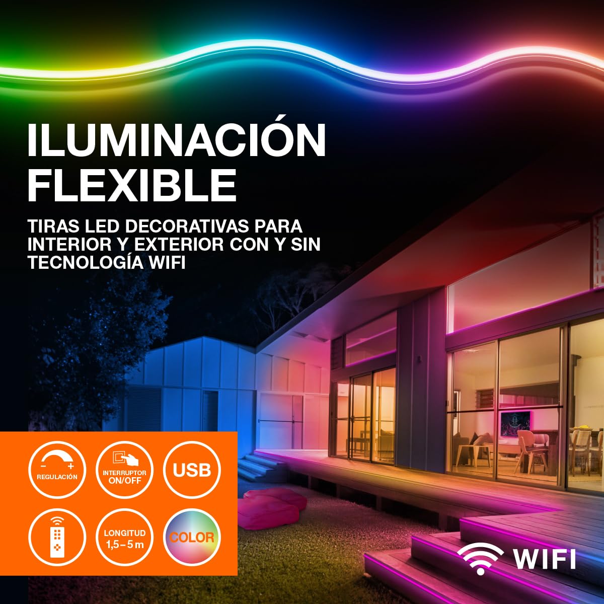 LEDVANCE NEON DIGITALFLEX 5M REMOTE RGB IP44LEDV Luminaria, Colores Rgb Cambiables, 5 metros de longitud