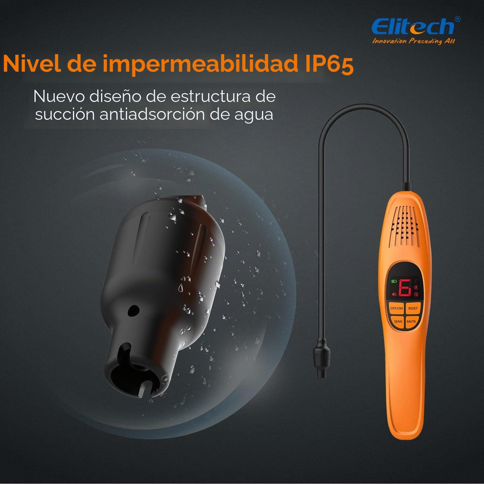 Elitech LD-100+ Detector De Fugas De Refrigerante con Sensor De Diodo,R32 R134a R410 R600a Precisión para HVAC, Automóviles Y Bombas De Calor