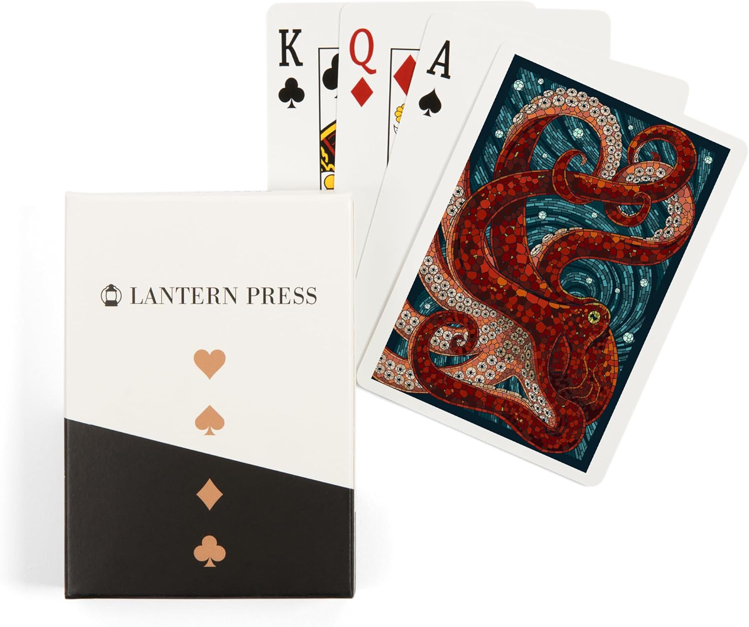 Lantern Press Octopus, Paper Mosaic, 52 Playing Cards for Adults, Poker Size Card Deck