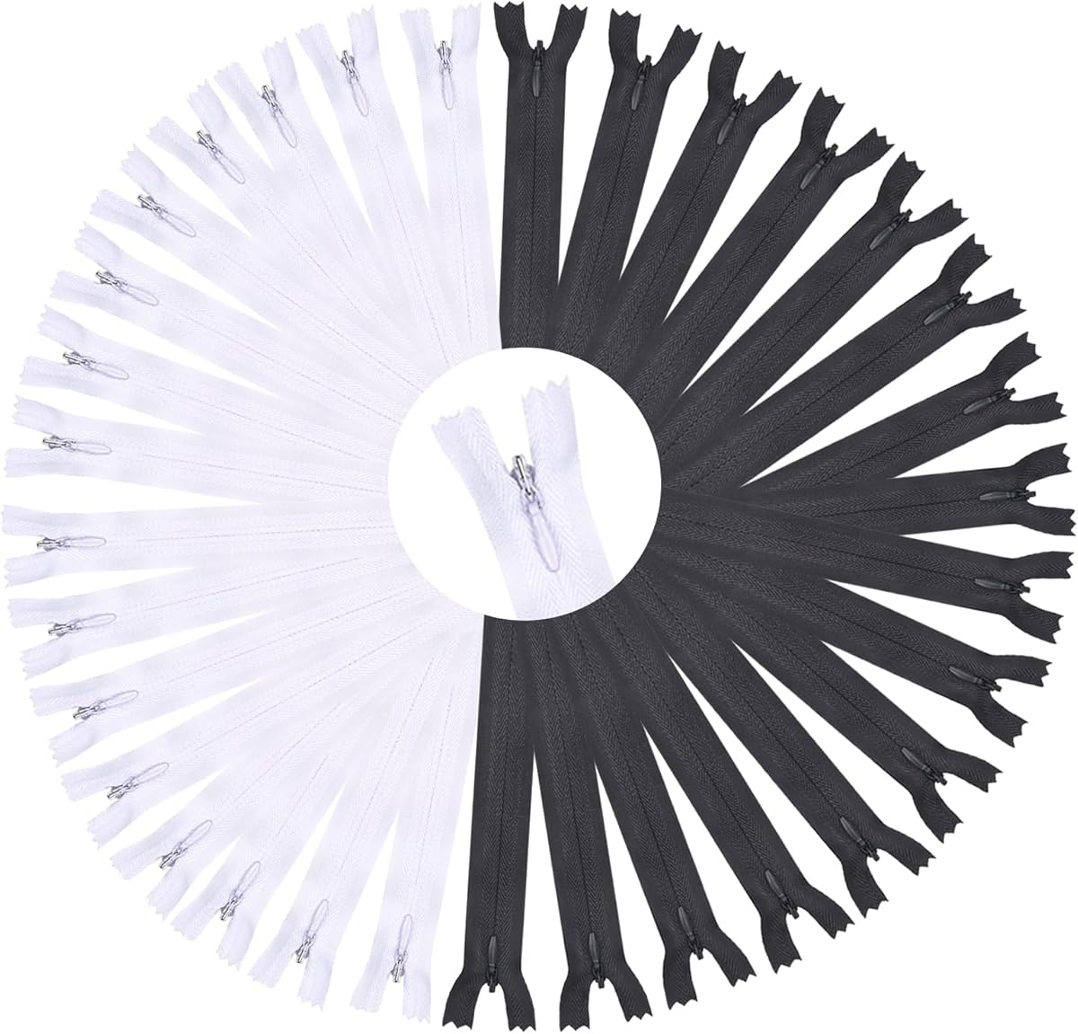 32pcs 12 Inches Nylon Coil Zippers, #3 Invisible Zipper for Sewing,Black and White Nylon Bulk Zipper for DIY Crafts, Pocket, and Accessories