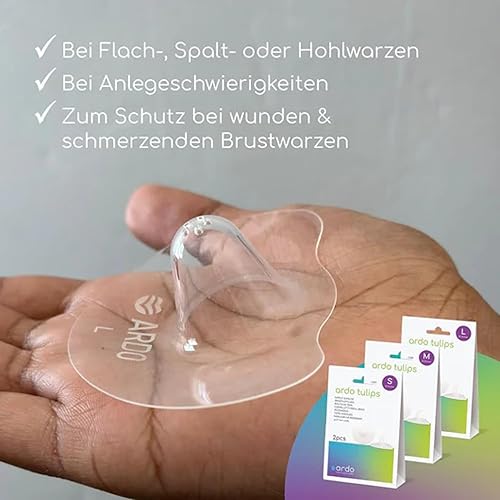 Miniatura 17 de Ardo Tulips - Protectores de contacto para pezones para lactancia, fabricados en Suiza, 2 unidades con funda de transporte, sin BPA (S, 0.630 in)