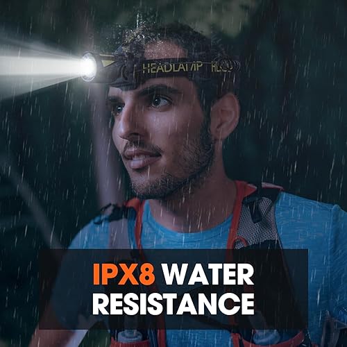 Miniatura 7 de MAXME100 Linterna frontal recargable de triple haz de alta potencia con sensor de movimiento, luz LED recargable, faro impermeable para campamento,