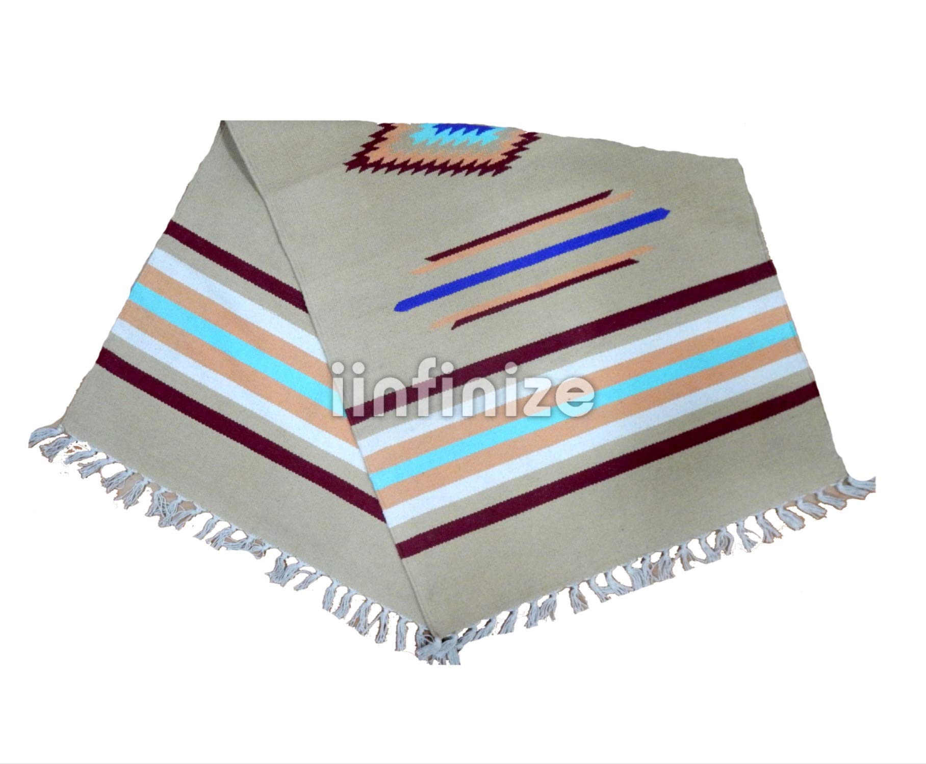 Tapis de sol ethnique en coton traditionnel fait à la main 61 x 91 cm réversible pour salon, paillasson