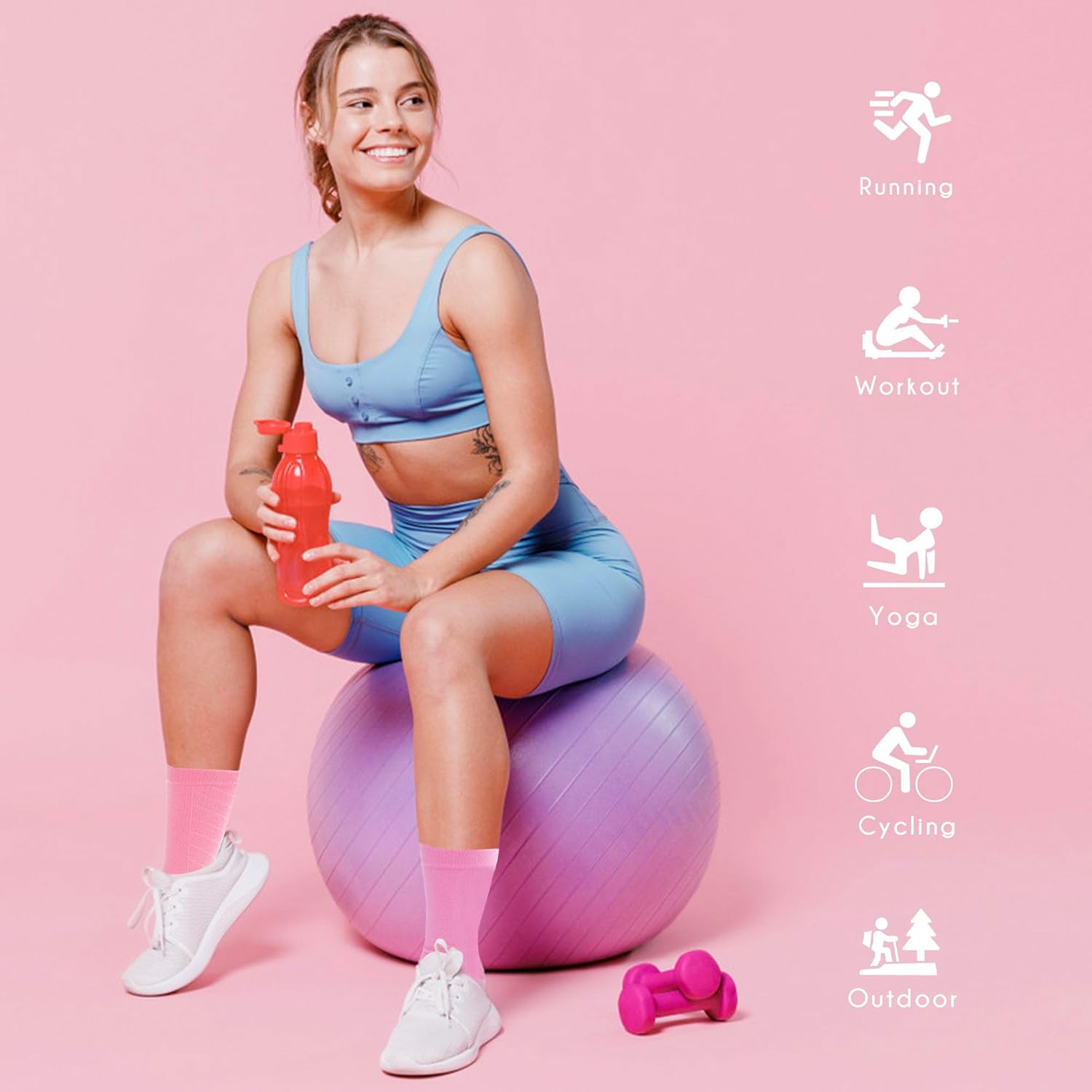 BRISIRA Coolmax Bamboo Viscose Compression Running Crew Socks Women Moisture-Wicking Anti-Blister Cooling Athletic Mid Calf - Image 5