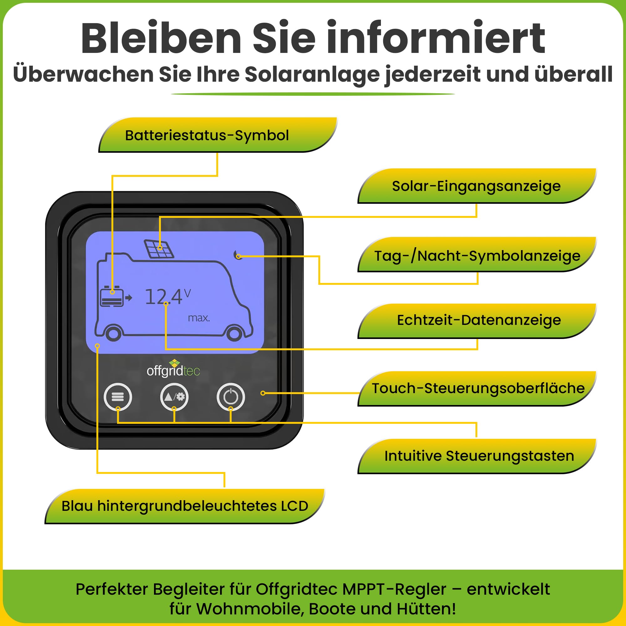 Offgridtec© 300W MPPT 12V Wohnmobil Komplettset EBL-Option mit Hochleistungspanels MPPT Regler und Installationsmaterial