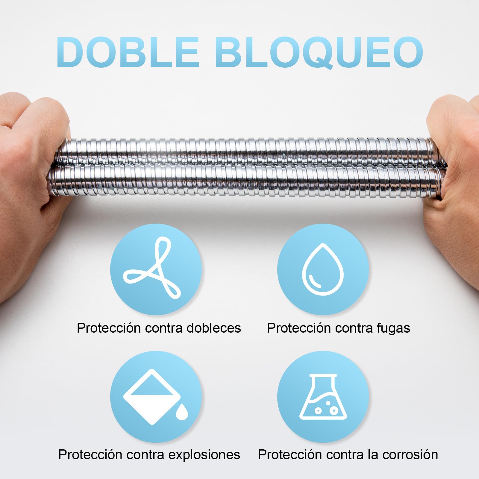 OFFO Manguera Ducha 2 m, con Protección Antitorsión, Flexo Ducha Grande de 11 mm de Diámetro, Manguera de Ducha de Repuesto de Acero Inoxidable, Universal, Cromo
