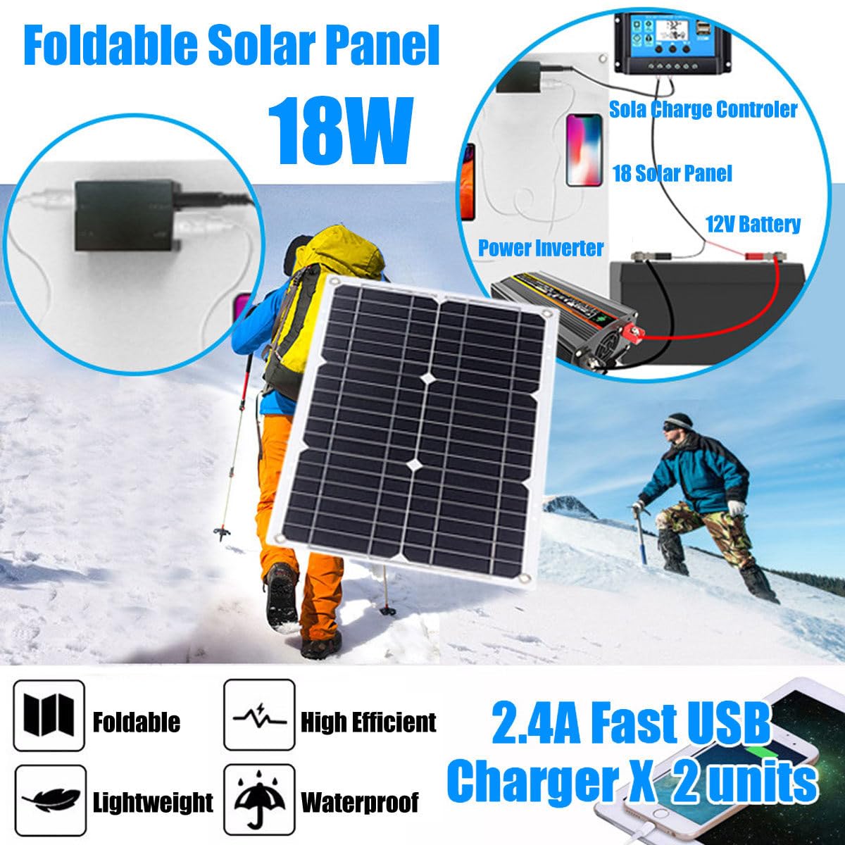 Controlador De Panel Solar E Inversor - Placas Solares para Casa Kit Completo con Panel Solar De 18W E Inversor De 400W, Controlador De Carga Solar De 30A Yellow-220V