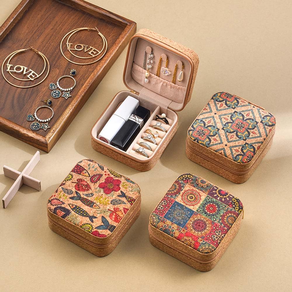 LINXI Travel Jewelry Box, Small Portable Display Storage Box for Rings Necklace Bracelet Earrings for Women Girls (style C) image 3