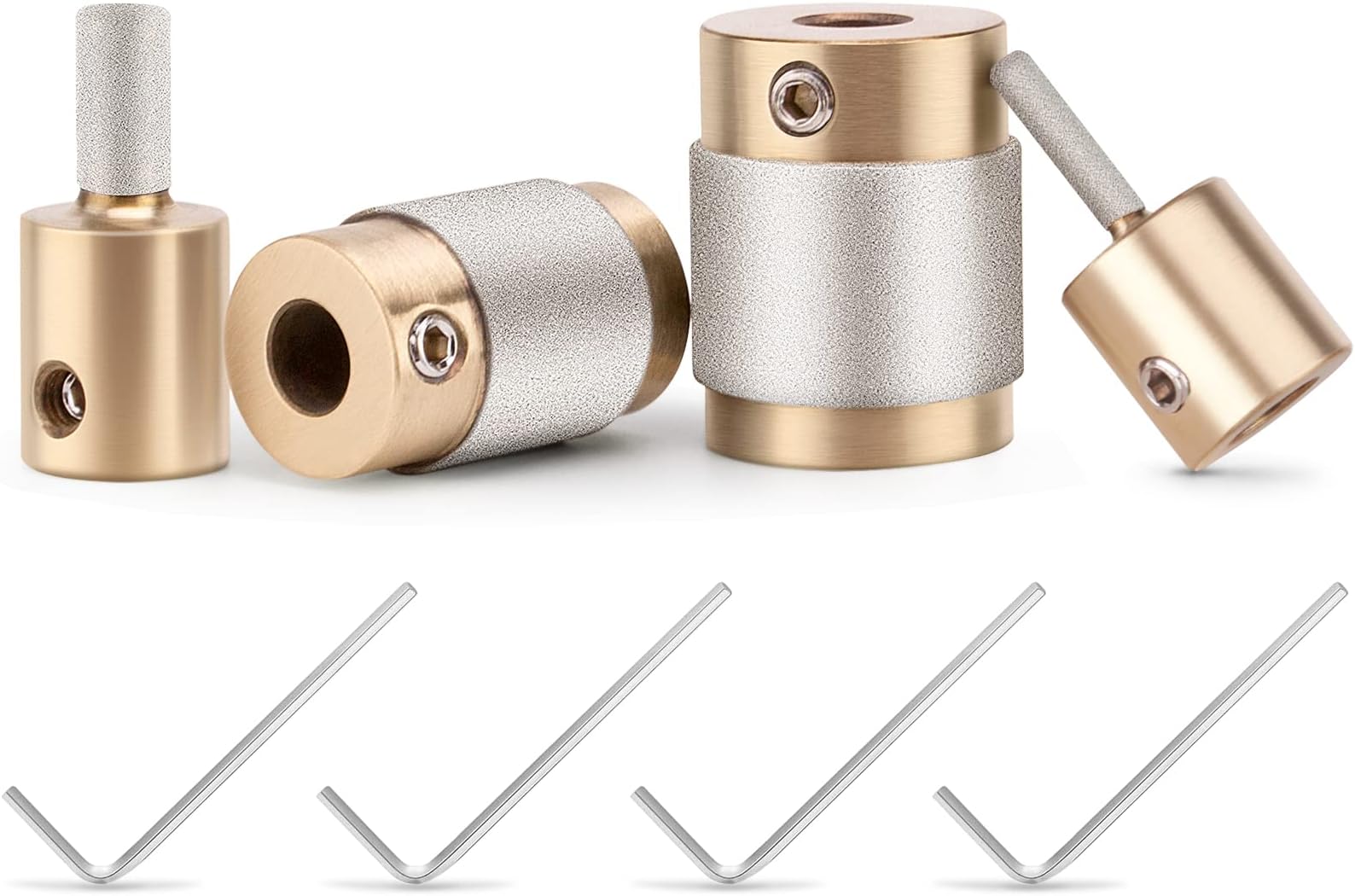 Ecarke Diamond Grinder Bit Head Tools for Stained Glass - 4 Sizes (1 3/4, 1/4, 1/8 Inch) with Brass Core - Glass Supplies