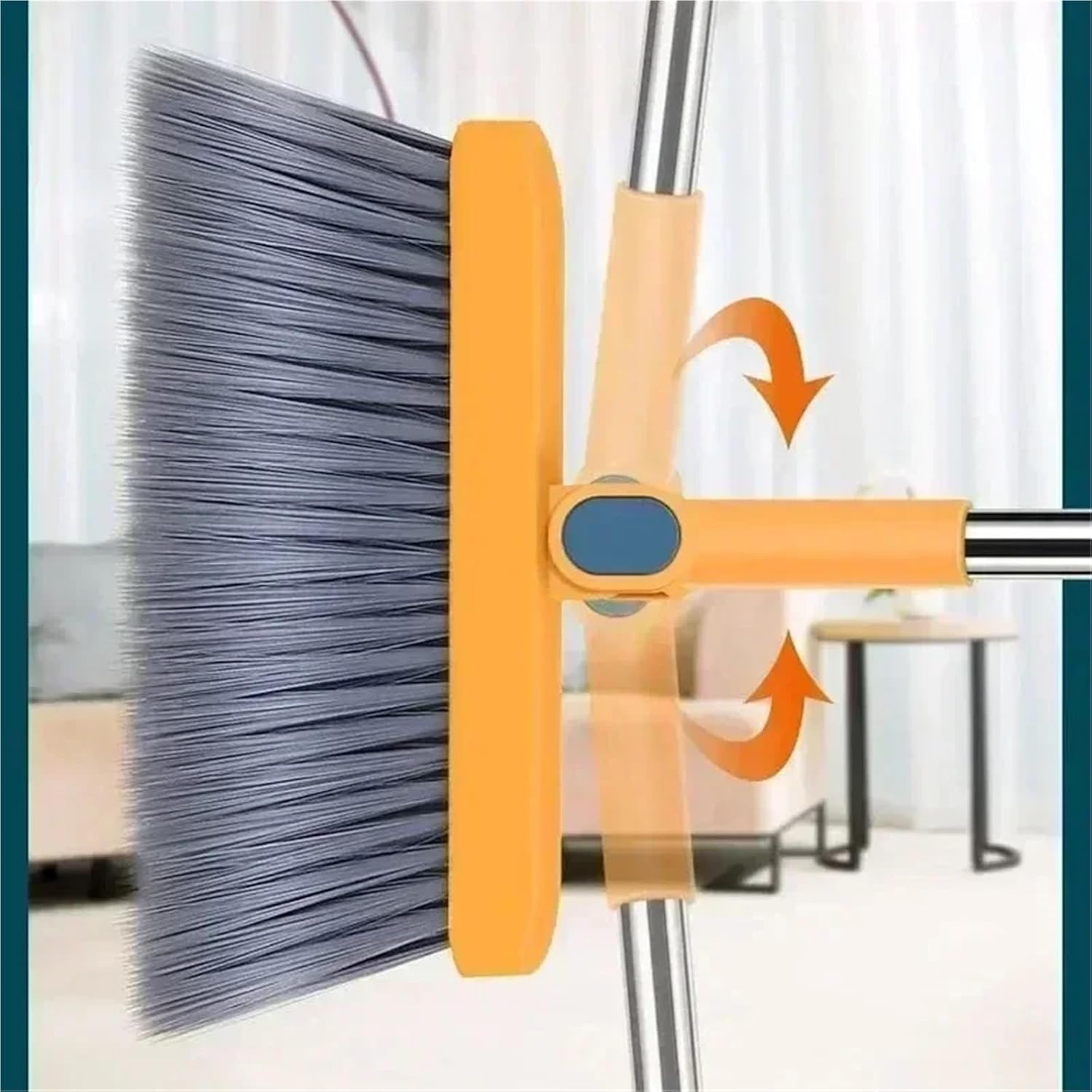 Kitchen Office Folding Broom Dustpan Set Household Cleaning Tools Non-Stick Hair Dry Wet Dual-use Broom Folding Set for Cleaning(Yellow)
