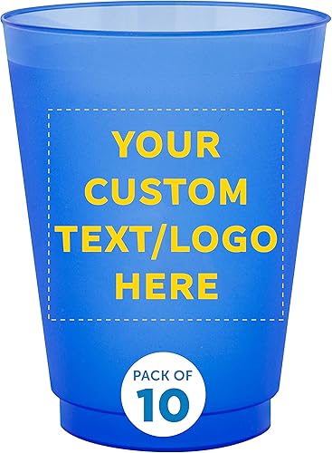 Vasos de plástico esmerilado personalizados para estadios, paquete de 10, texto promocional, logotipo, 16 onzas, tazas de fiesta reutilizables