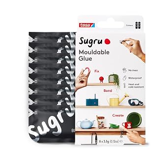 Sugru Silicone Super Glue - Waterproof All-Purpose Wall Putty + Moldable Glue for Crafting + DIY Home Improvement - Removable + Kid-Safe - Indoor/Outdoor Use - 8 Pack - Black 3.5g/ea