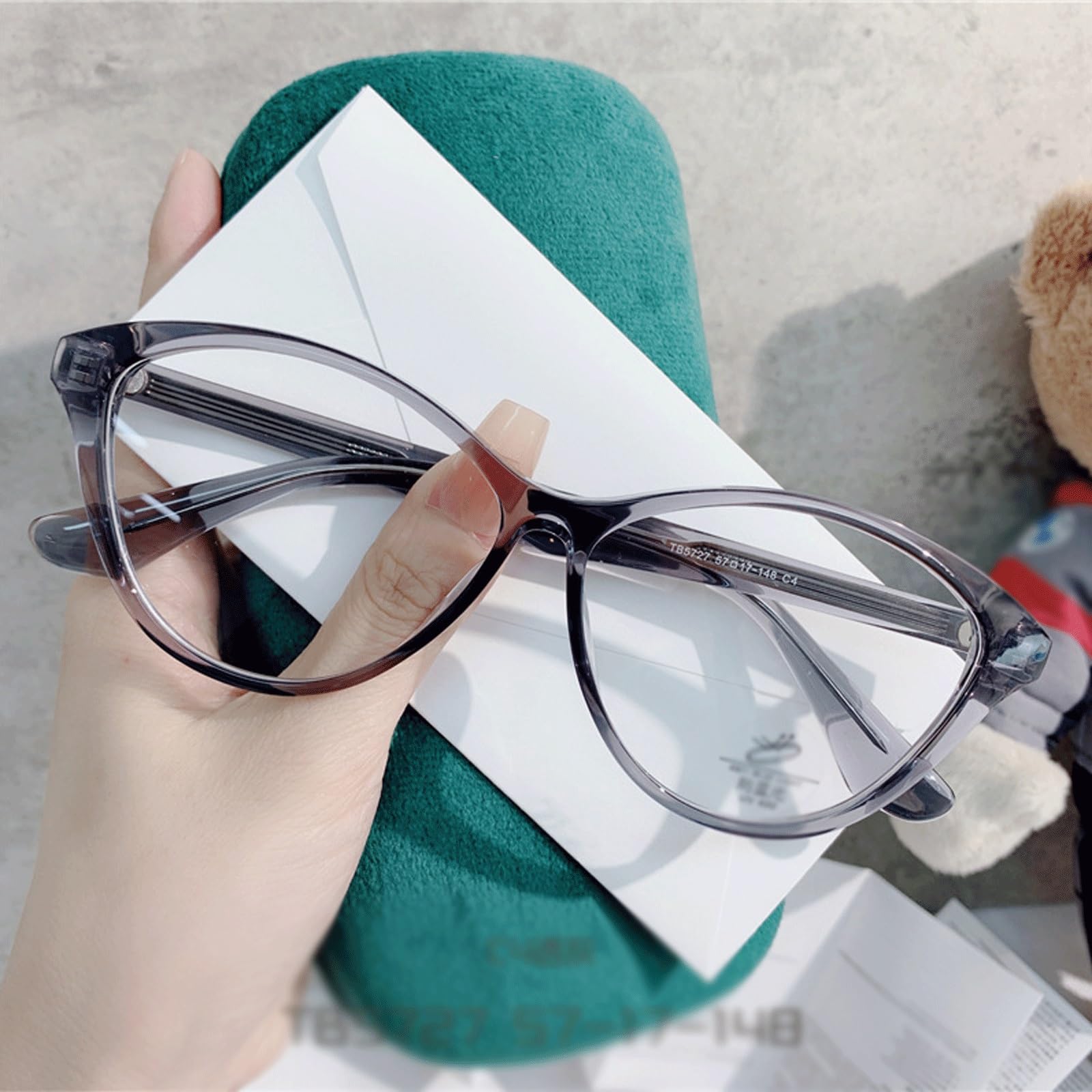 Monturas de Gafas Grandes a la Moda con Almohadillas for la Nariz, Gafas for Ordenador TR90, Gafas sin Receta, Lentes de PC Muy Transparentes(Matte Black)