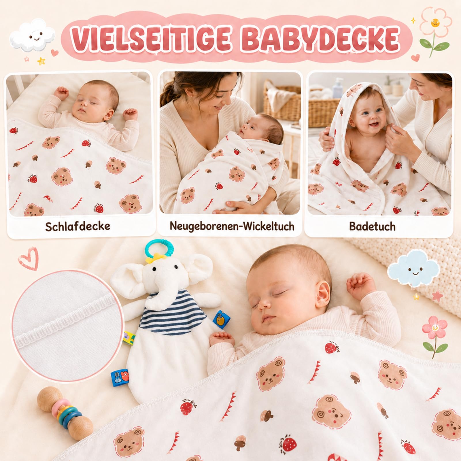 Regalo Neonata Femmina Regali Nascita Bimba 9 in1 Regali Baby Shower | Confezione Regalo Neonato Set Nascita Neonato Regali Gender Reveal Party Tutina Bavaglino Lenzuolo Avvolgente Cappello Guanti