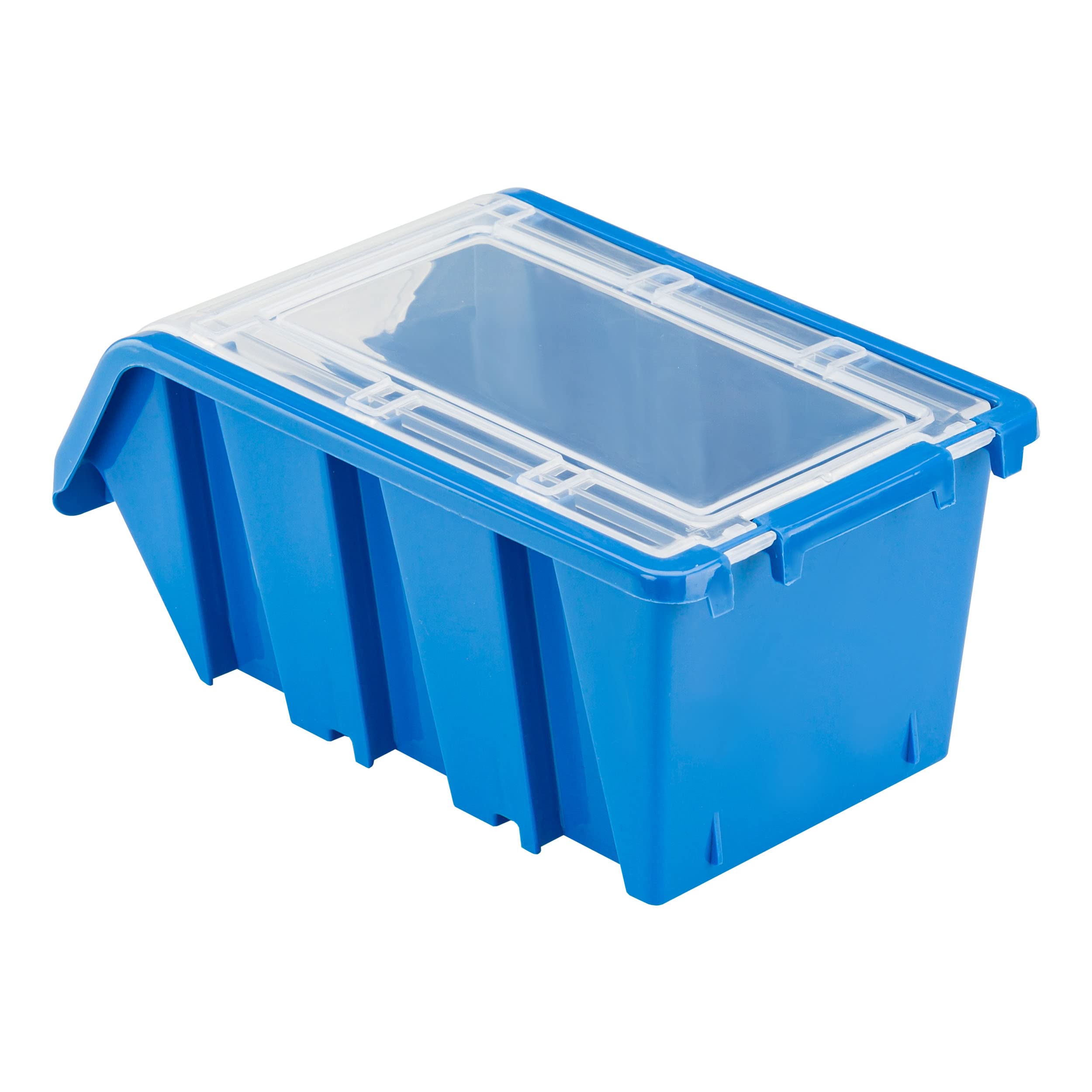 botle 50 x Stapelbox Kunststoff Lagerboxen Stapelbar Stapelkiste Sortierbox Box mit Deckel 100x155x70 blau