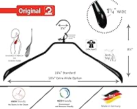 Vista 3 de Mawa by Reston Lloyd BodyForm Series - Percha antideslizante que ahorra espacio para chaquetas, trajes y abrigos, 16-1/2 pulgadas, estilo 42/L, Rojo