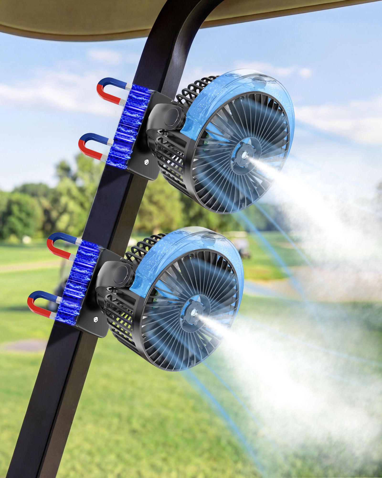 Photo 1 of BOYISEN Golf Cart Fan with Mister - Black, 12000mAh Battery