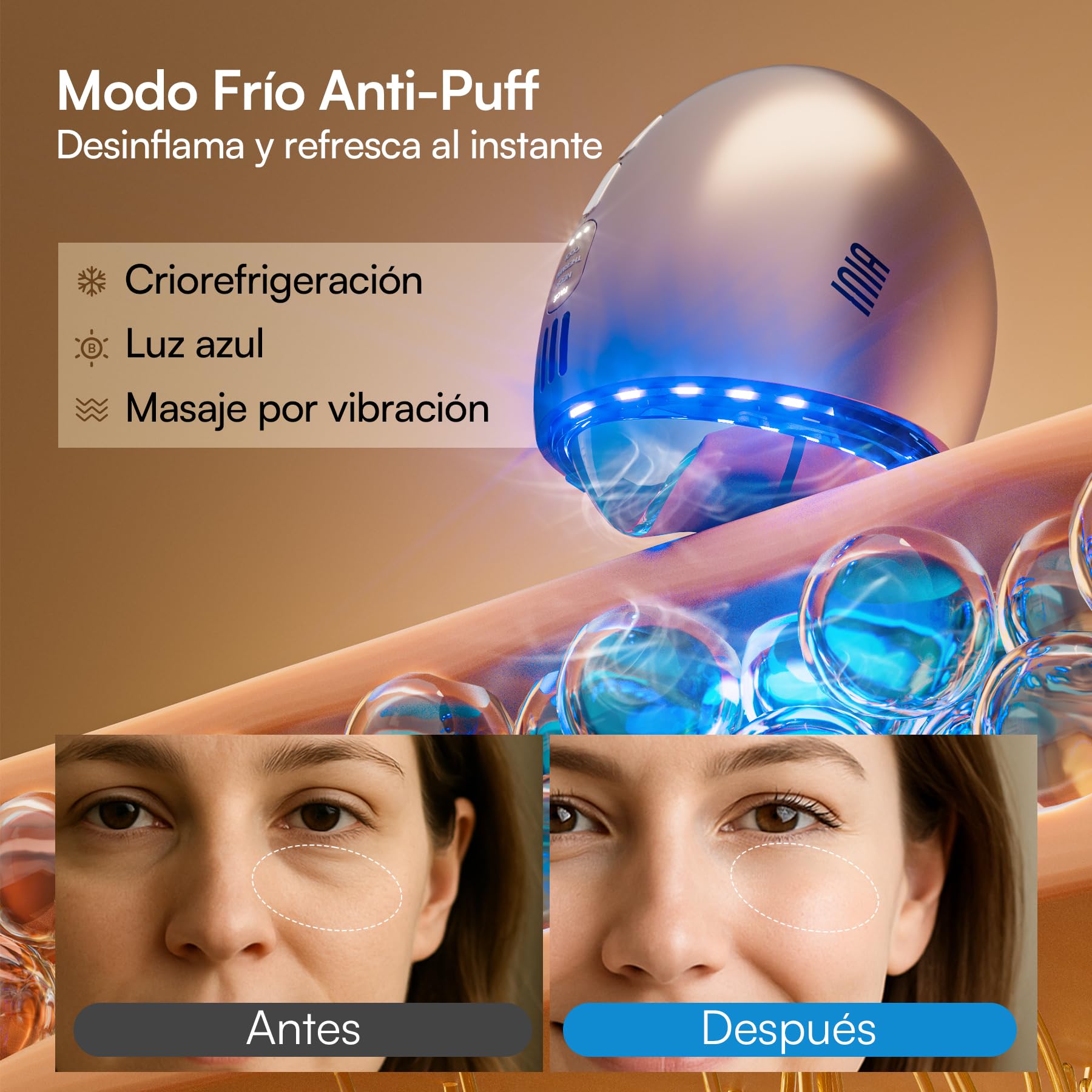 INIA Masajeador facial 7 en 1 Gua Sha para cara y cuello, con terapia de luz roja, modo de calor y crioterapia para purificar y tonificar