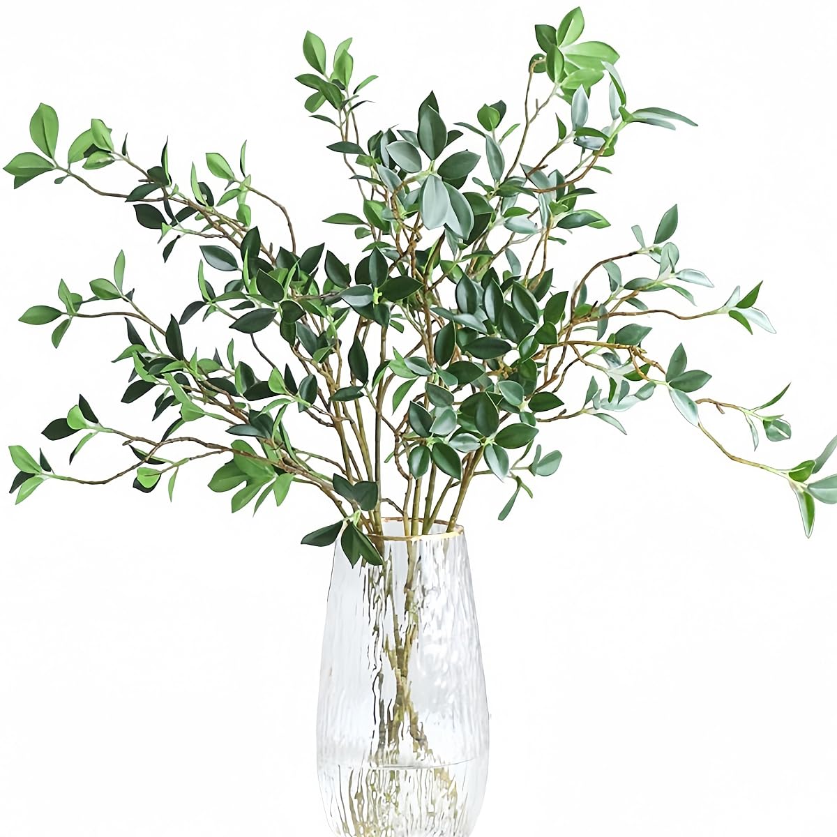 Avoik Artificial Plants 3PCS Faux Greenery Stems, 43.3 Inch Tall Sprigs Leaves Branches Artificial Ficus Twig Green Faux Plastic Plant Stems for Vase Outdoor Indoor Summer Garden Home Decor, Ficus — image 1