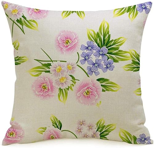 Throw Pillow Cover for Car Couch Bedroom Design Abstract Textile Beauty Seamless Pattern Bouquet Vintage Plant Spring Summer Floral Nature Linen
