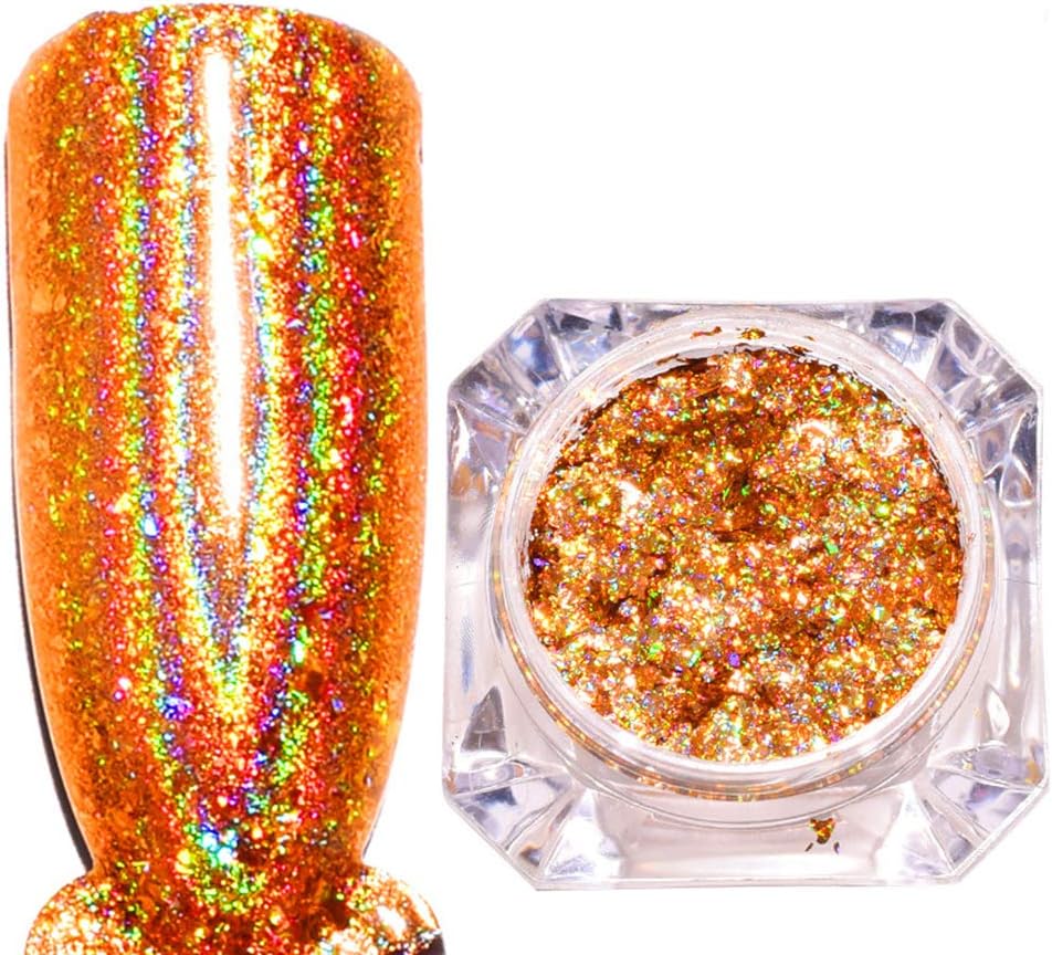 Nail Glitter Gold Shining Powder Magic Laser Pigment DIY Art Decorations 2Boxes