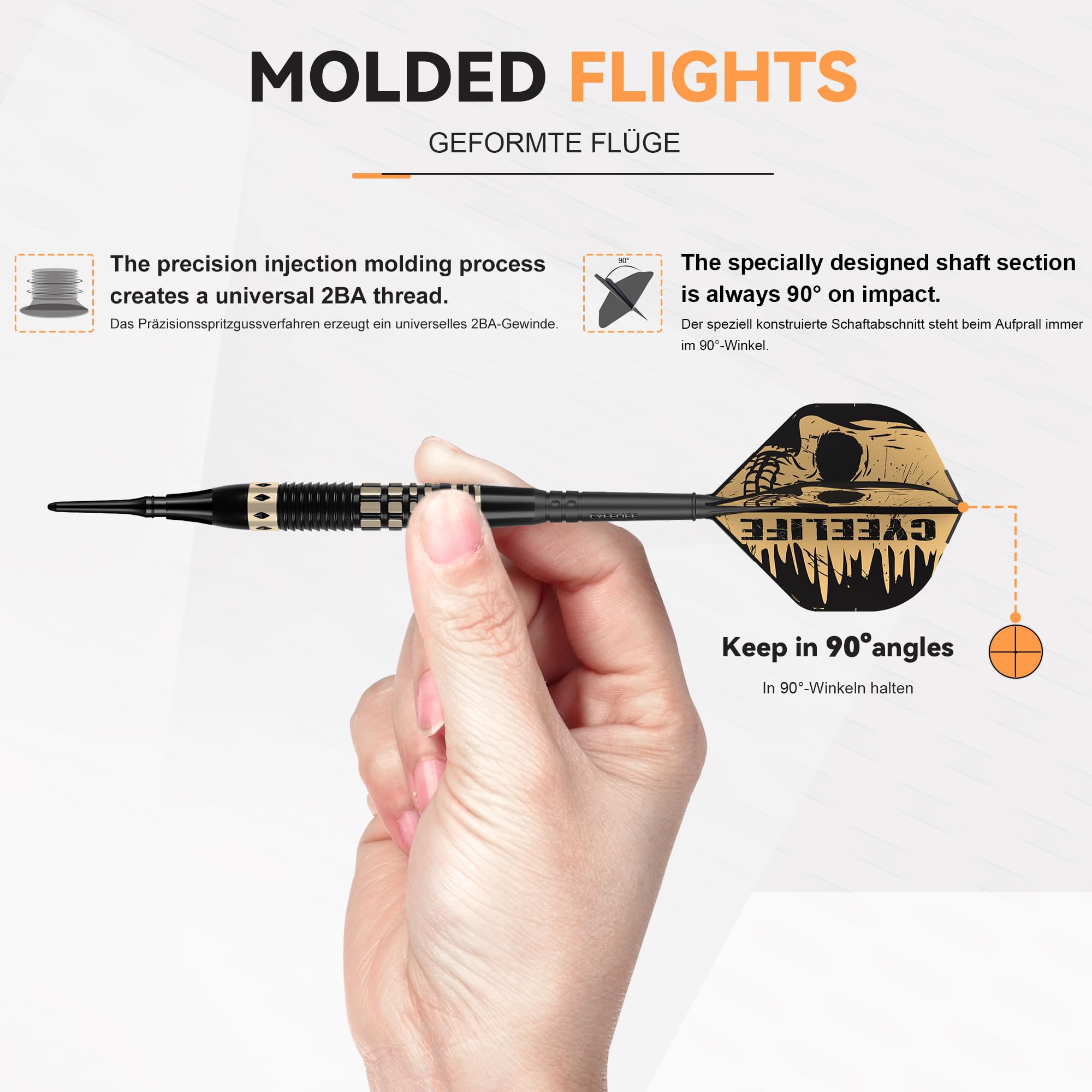 CyeeLife Fléchettes Soft-Darts 16g 3 pièces avec Pointe Plastique, Flights et Tiges, Sac de Transport