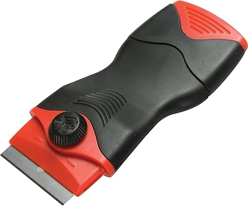 Performance Tool W9158 Rascador de vidrio con tapa protectora de seguridad, agarre ergonómico y hoja de afeitar estándar, ideal para quitar
