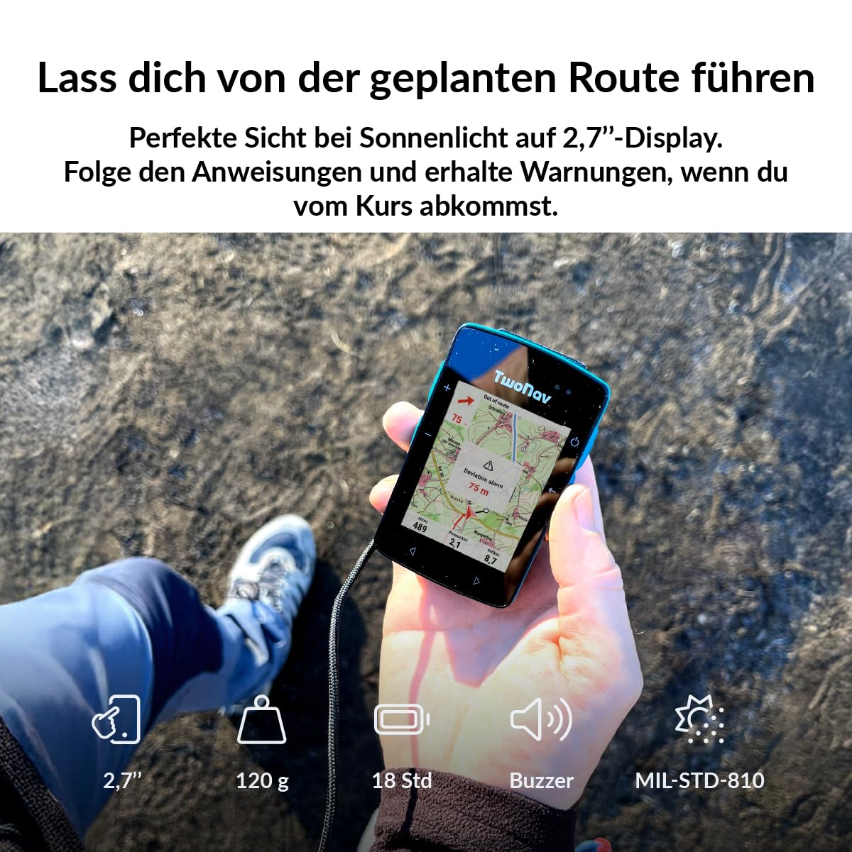 TwoNav ROC (32 GB) + Karte 1 Region Deutchland BKG Topo 1:25000, Outdoor GPS mit 2,7-Zoll-Bildschirm für MTB, Fahrrad, Gravel oder Bikepacking oder Navigation