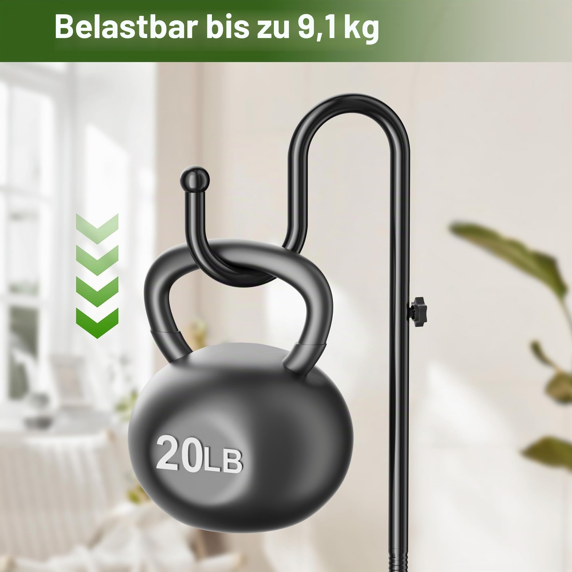 saffruff 188cm Schäferhaken Höhenverstellbar Freistehender Metall-Standhaken Basis für Vogelfutterspender, Blumentöpfe, Windspiele & Laternen, Hochzeitsdekoration - Rostfest Für Innen & Außen